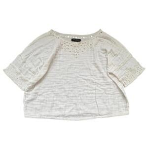 Max Studio Eyelet Muslim Cotton Drop Shoulder Blouse - L